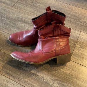 Red cowboy ankle booties